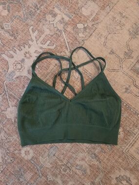 aerie Ribbed Strappy Bralette - Forest Green